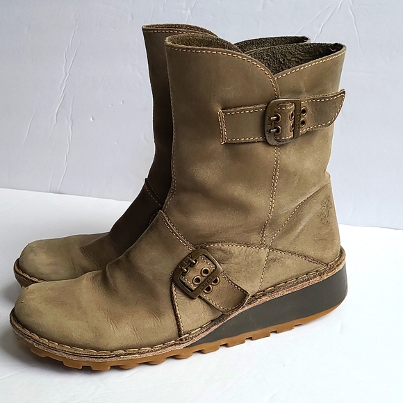 Fly London 7 Uk4 Olive Green Leather 2 